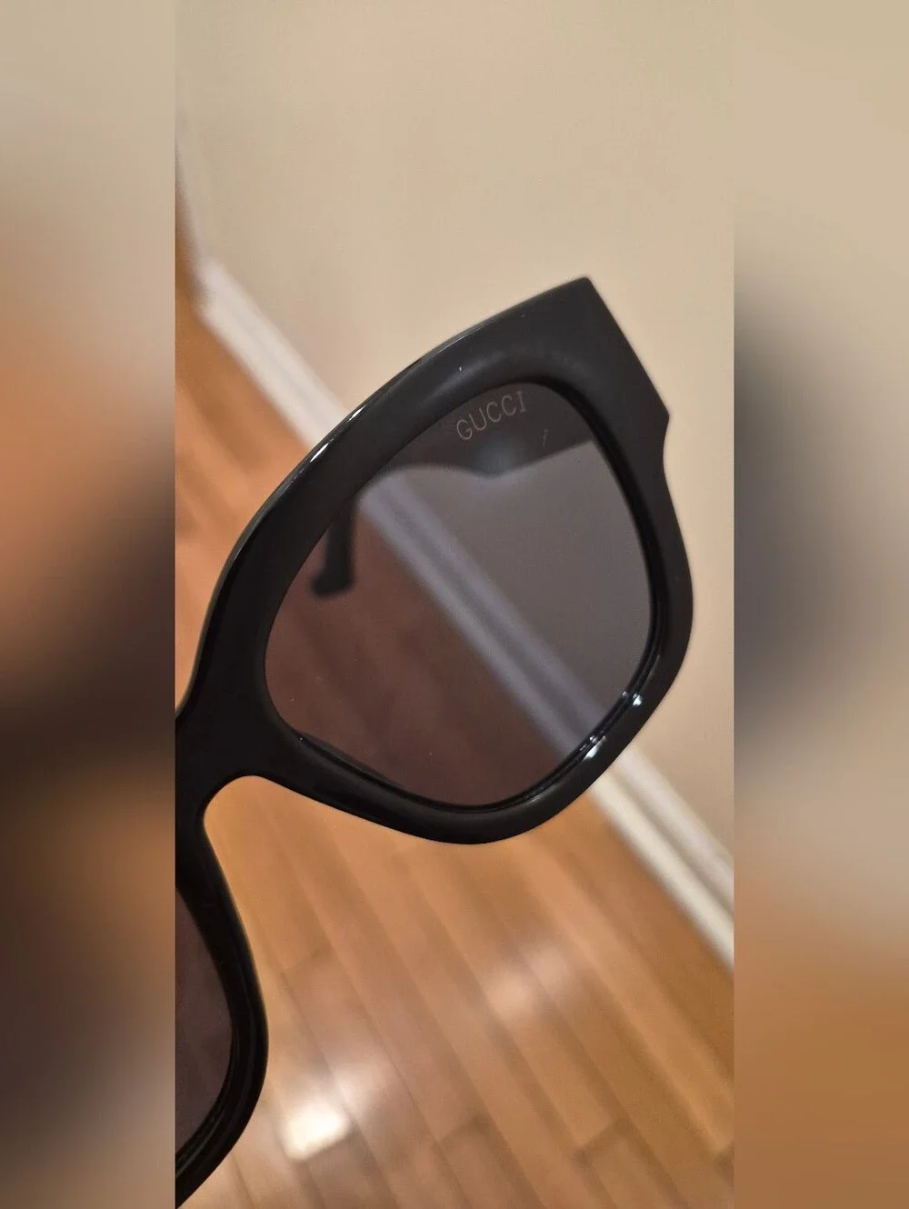 Gucci Black Oversized Square Sunglasses with Dark Grey Lenses